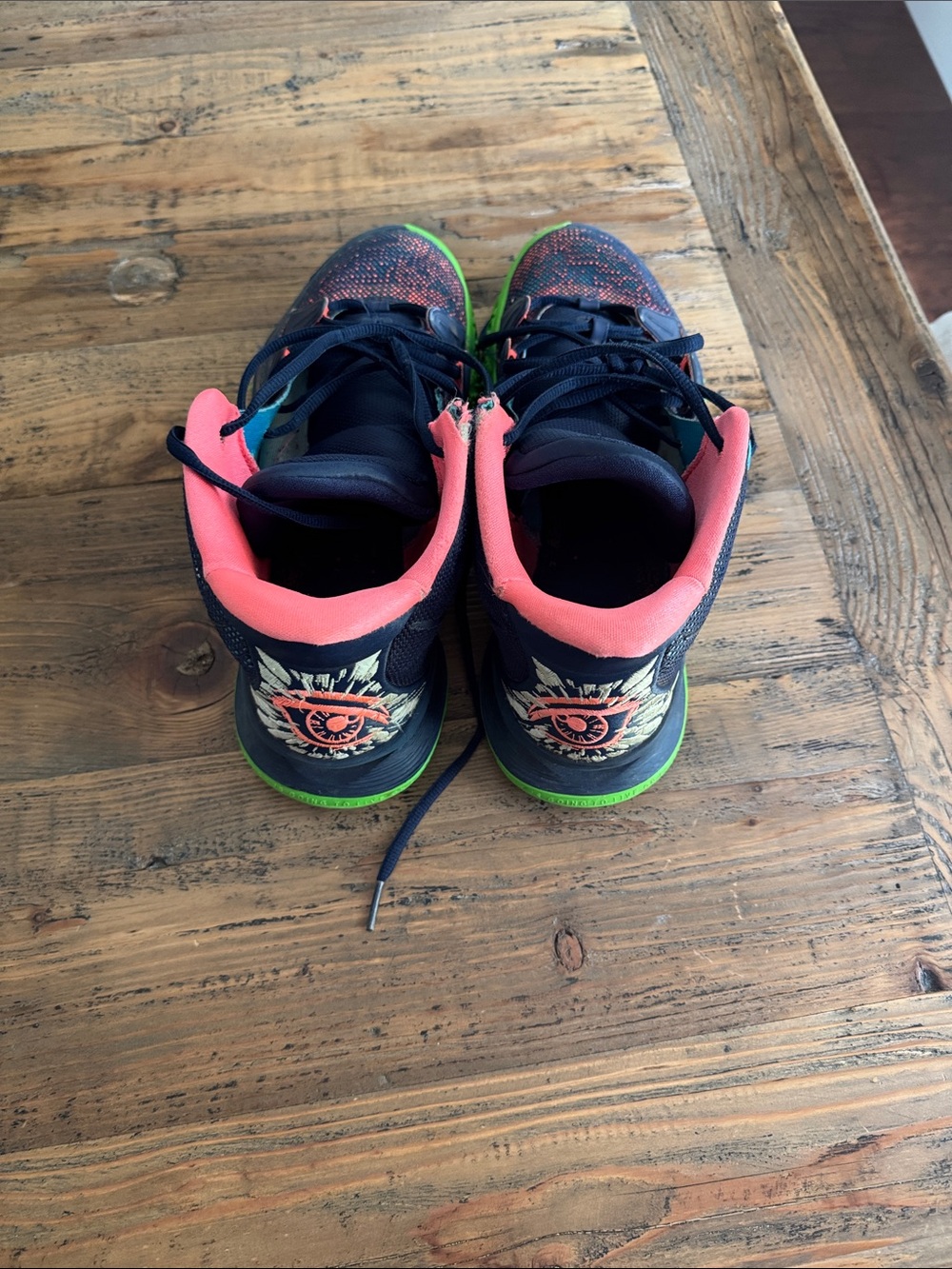 Mens Nike Navy and Orange  Kyrie Ervin Athletic Shoes with Green Accents
